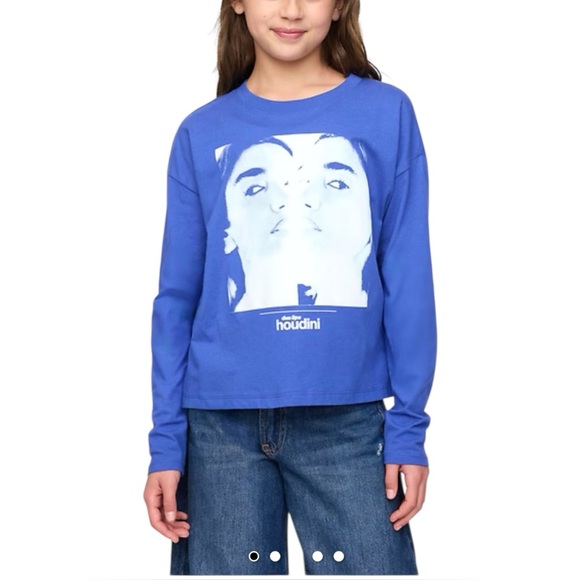 GAP Other - GAP Kids Blue Dua Lipa Oversized Boxy T-Shirt Graphic Long Sleeve Shirt, S (6-7)